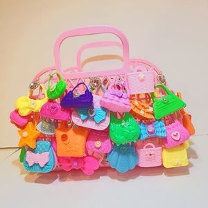 Barbiecore- PINK JELLY PURSE WITH DOLL PURSE CHARMS